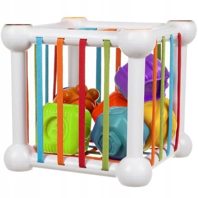 Kostka Sensoryczna Edukacyjna Sorter Kwadrat Gumki Z Klockami Zabawka