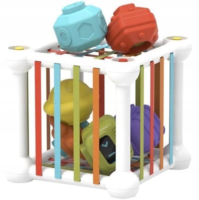 Kostka Sensoryczna Edukacyjna Sorter Kwadrat Gumki Z Klockami Zabawka