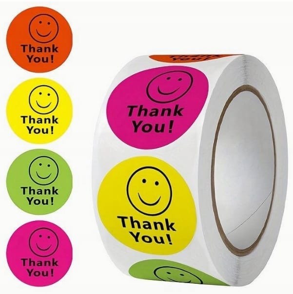 Naklejki Buzie 500szt Uśmiechy Smile Buźki Podziękowanie Thank You Urodziny