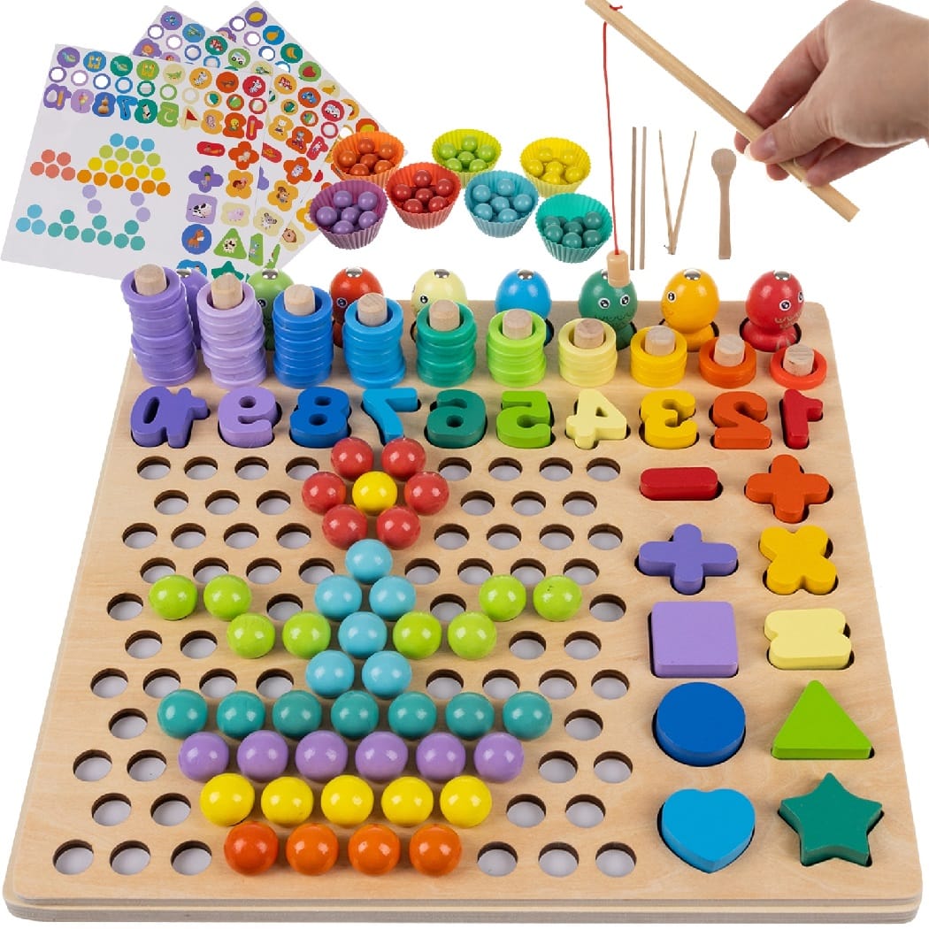 Montessori Trening Mózgu Puzzle Rybki Kulki Cyfry Myślenie Klocki Zabawa