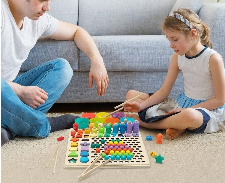 Montessori Trening Mózgu Puzzle Rybki Kulki Cyfry Myślenie Klocki Zabawa