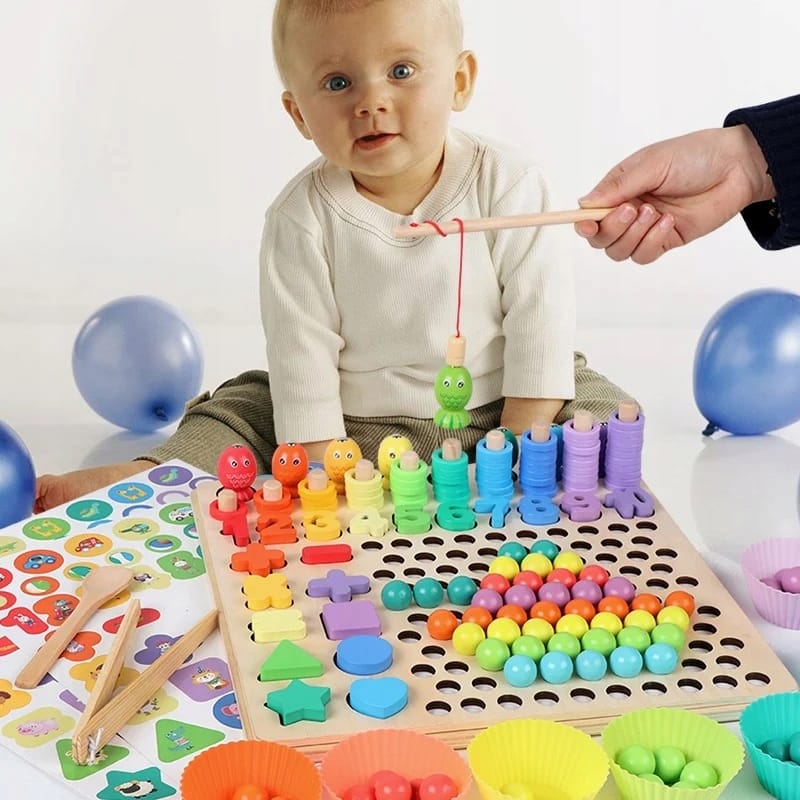 Montessori Trening Mózgu Puzzle Rybki Kulki Cyfry Myślenie Klocki Zabawa