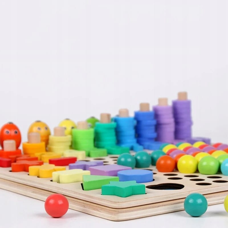 Montessori Trening Mózgu Puzzle Rybki Kulki Cyfry Myślenie Klocki Zabawa