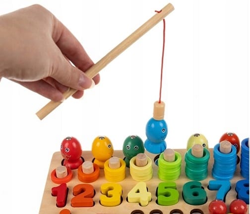 Montessori Trening Mózgu Puzzle Rybki Kulki Cyfry Myślenie Klocki Zabawa