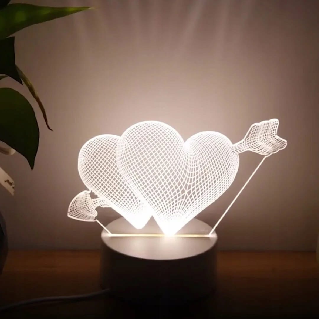 Lampka Nocna Biurkowa Serce Zmieniająca Kolory Serca Kocham Cię 3d Pilot