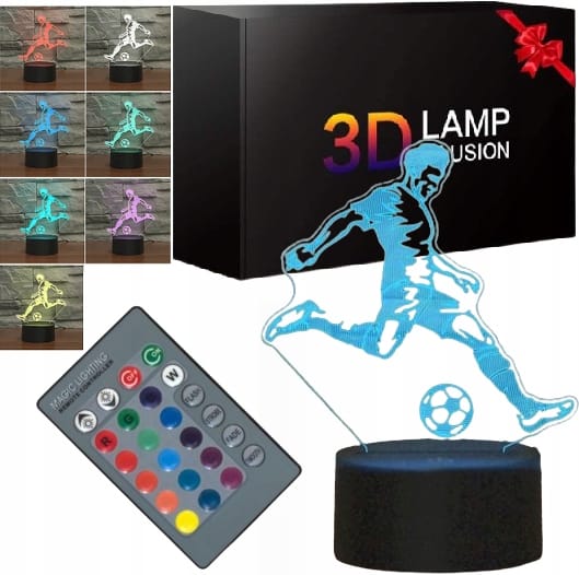 Lampka Nocna Biurkowa Piłkarz Zmieniająca Kolory Futbool Pilot Dla Piłkarza