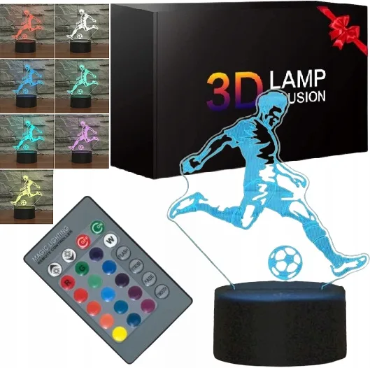 image-2368.jpeg Lampka Nocna Biurkowa Piłkarz Zmieniająca Kolory Futbool Pilot Dla Piłkarza