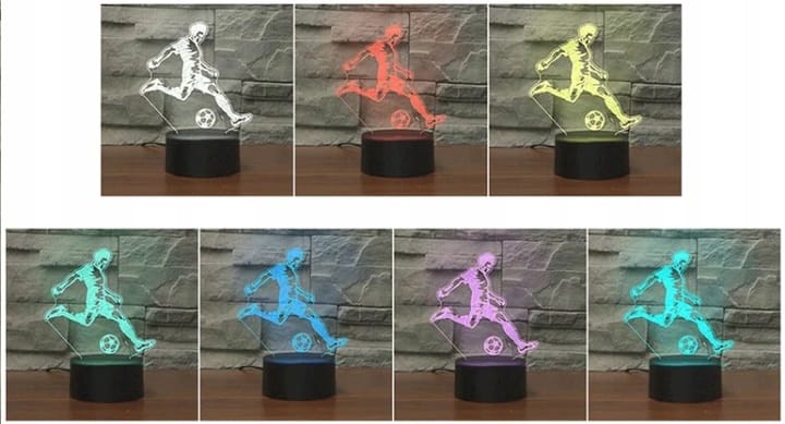 Lampka Nocna Biurkowa Piłkarz Zmieniająca Kolory Futbool Pilot Dla Piłkarza