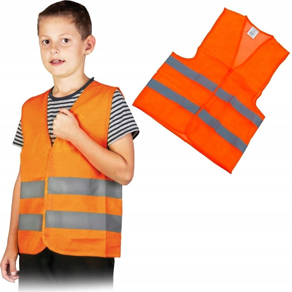 Kamizelka Odblaskowa Ostrzegawcza Dziecięca Dla Dzieci Pomarańczowa 5-9l Ce