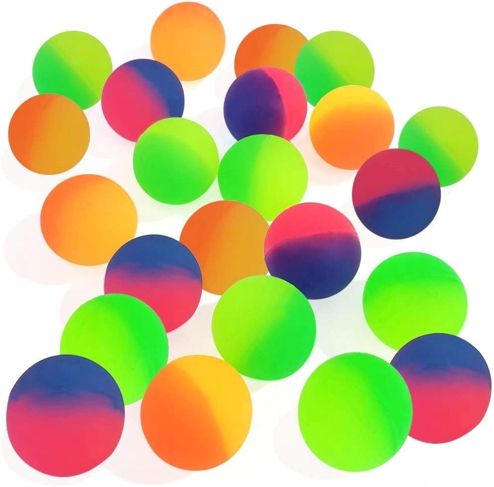 Piłeczka Kauczukowa Piłka Kauczukowa Gumowa Skacząca Neonowa 70 Sztuk Słoik
