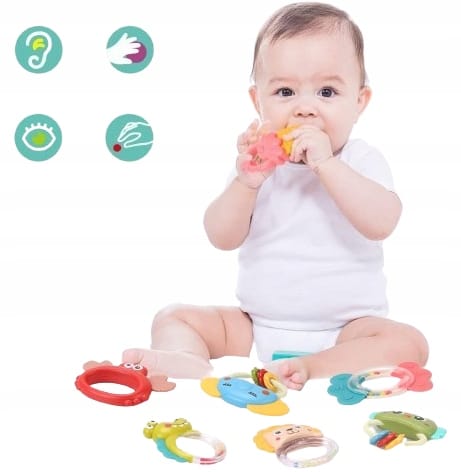 Grzechotka Sensoryczna Gryzak Sensoryczny Zabawka Edukacyjna 6w1