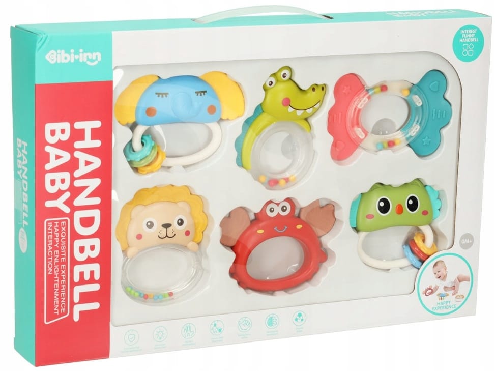 Grzechotka Sensoryczna Gryzak Sensoryczny Zabawka Edukacyjna 6w1