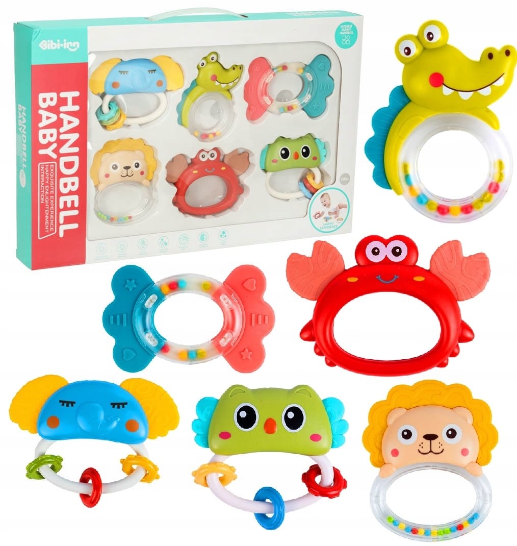 Grzechotka Sensoryczna Gryzak Sensoryczny Zabawka Edukacyjna 6w1