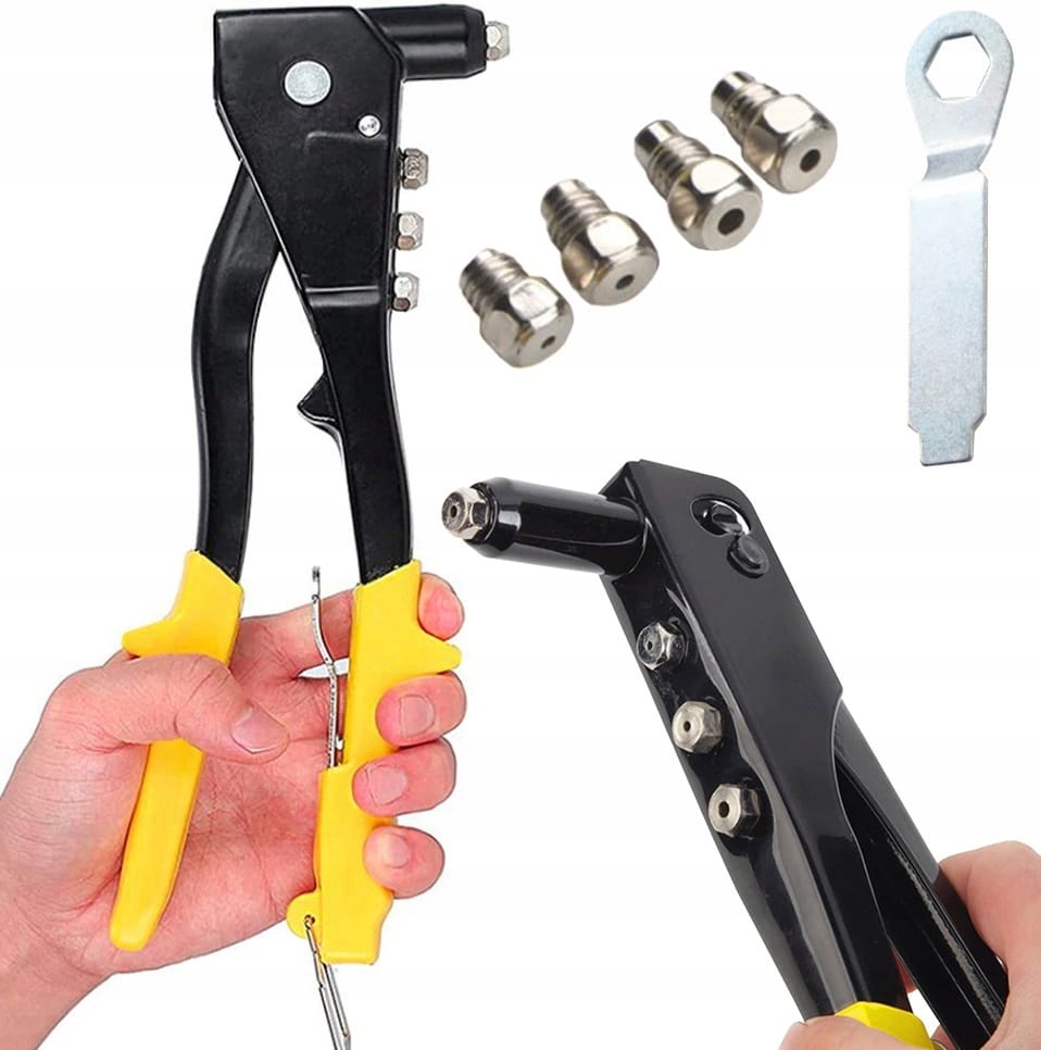 Nitownica Ręczna Do Nitów Aluminiowych 4 Końcówki Nity Do Łączenia Blachy