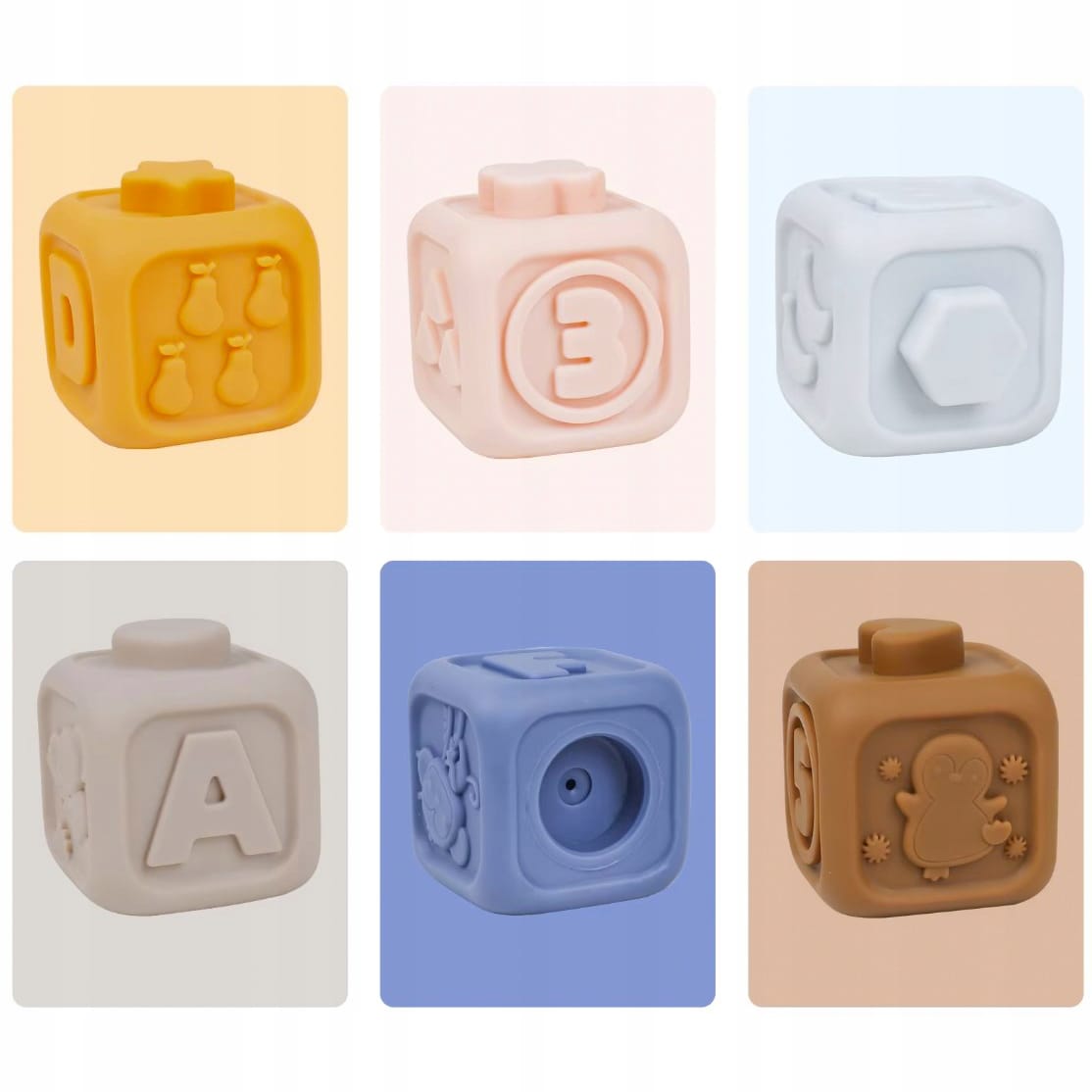 Klocki Sensoryczne Gumowe Miękie Zestaw Wieża Dla Dzieci Kreatywne Gryzak