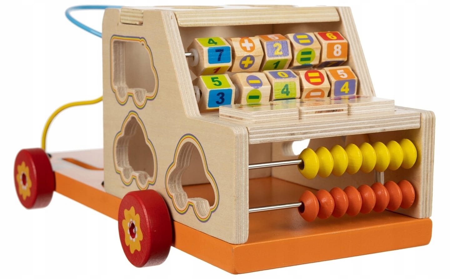 Sorter Montessori Układanka Drewniana Labirynt Liczydło Samochód Cyfry Auto