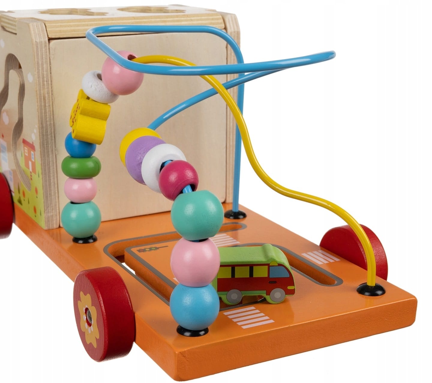 Sorter Montessori Układanka Drewniana Labirynt Liczydło Samochód Cyfry Auto