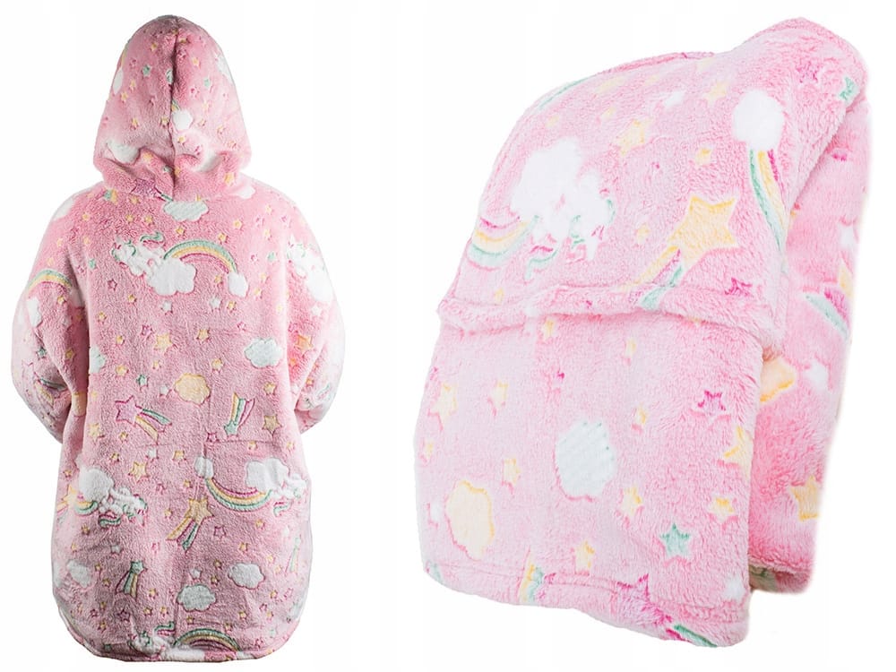 Ciepła Bluza Koc Miękka Świecąca W Ciemności Dla Dziecka Junior Z Kapturem