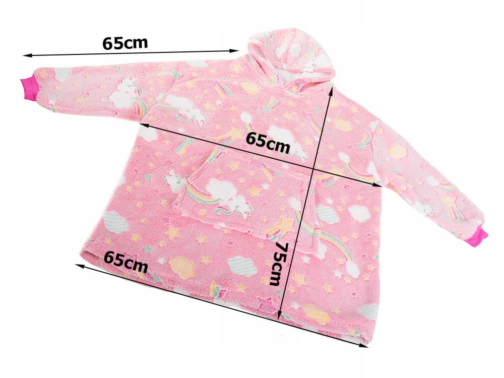 Ciepła Bluza Koc Miękka Świecąca W Ciemności Dla Dziecka Junior Z Kapturem