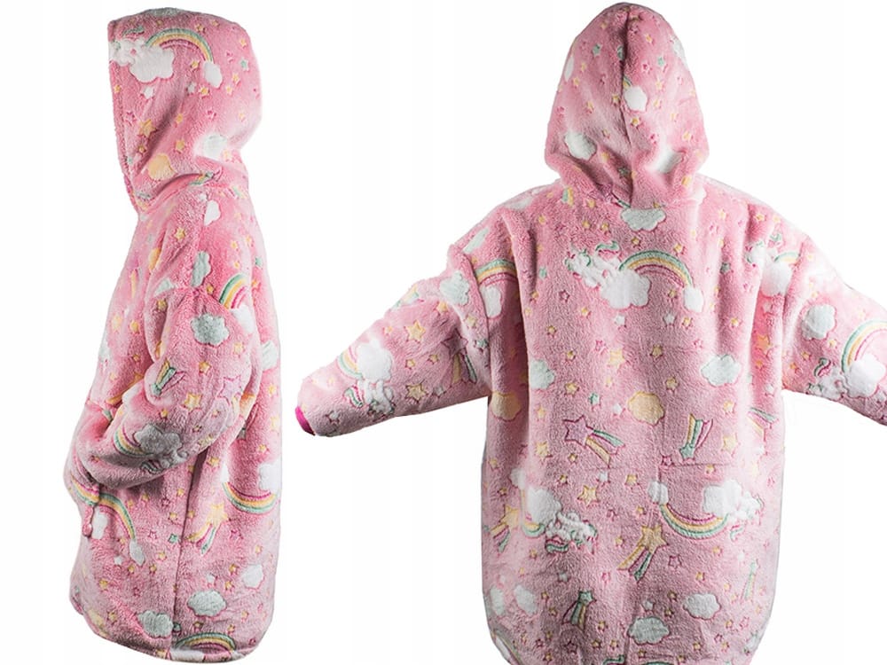 Ciepła Bluza Koc Miękka Świecąca W Ciemności Dla Dziecka Junior Z Kapturem