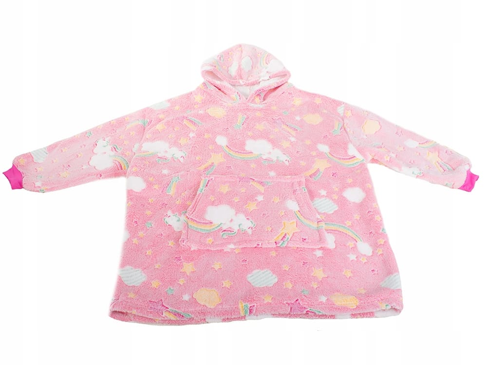 Ciepła Bluza Koc Miękka Świecąca W Ciemności Dla Dziecka Junior Z Kapturem