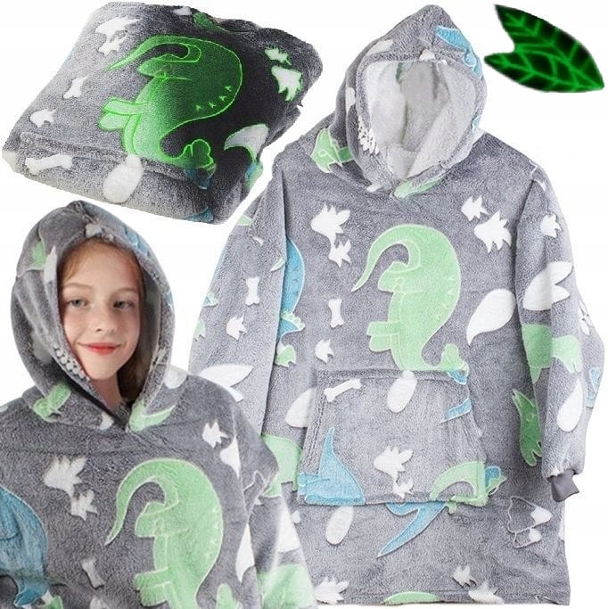 Ciepła Bluza Koc Miękka Świecąca W Ciemności Dla Dziecka Junior Z Kapturem
