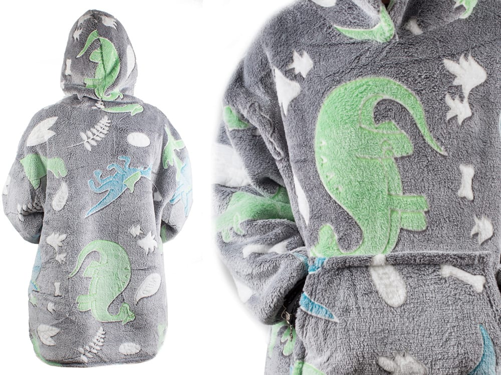 Ciepła Bluza Koc Miękka Świecąca W Ciemności Dla Dziecka Junior Z Kapturem