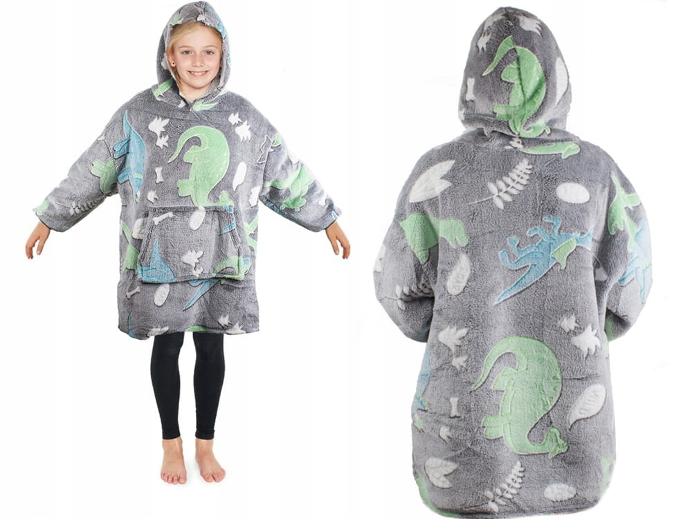 Ciepła Bluza Koc Miękka Świecąca W Ciemności Dla Dziecka Junior Z Kapturem