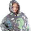Ciepła Bluza Koc Miękka Świecąca W Ciemności Dla Dziecka Junior Z Kapturem