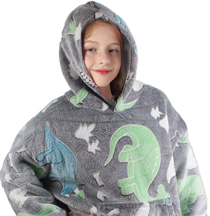 Ciepła Bluza Koc Miękka Świecąca W Ciemności Dla Dziecka Junior Z Kapturem