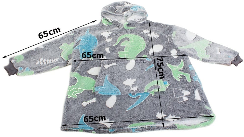 Ciepła Bluza Koc Miękka Świecąca W Ciemności Dla Dziecka Junior Z Kapturem