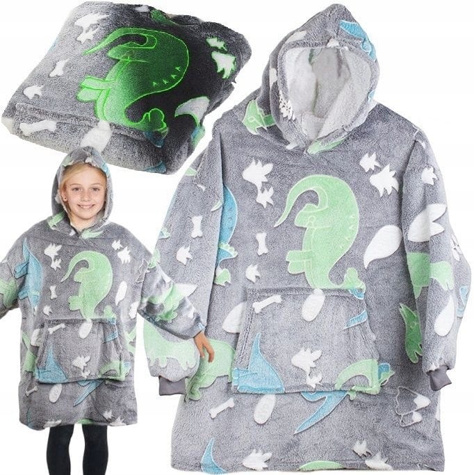 Ciepła Bluza Koc Miękka Świecąca W Ciemności Dla Dziecka Junior Z Kapturem