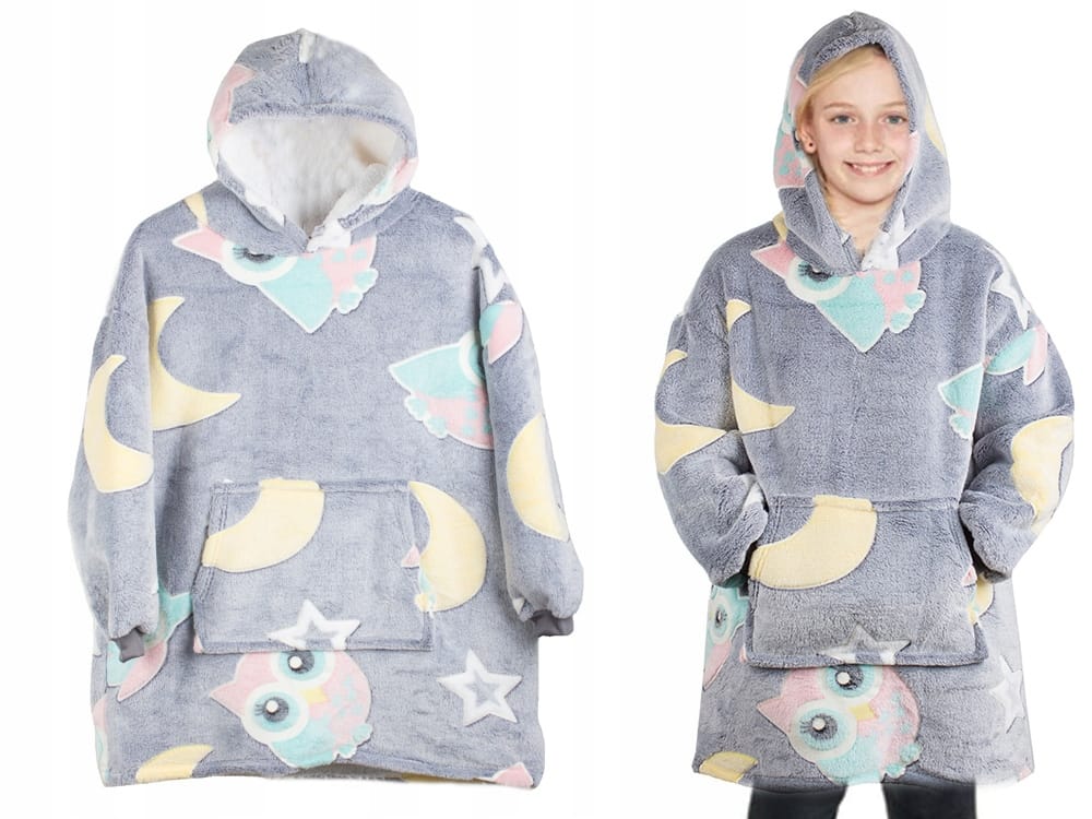 Ciepła Bluza Koc Miękka Świecąca W Ciemności Dla Dziecka Junior Z Kapturem