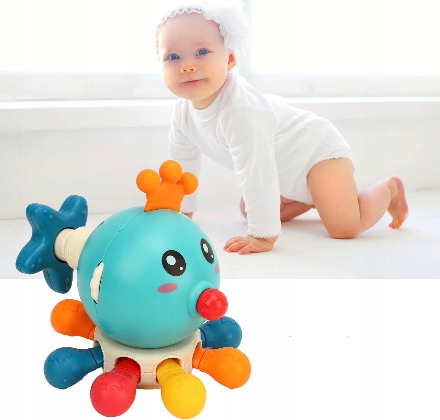 Interaktywna Kostka Sensoryczna Montessori Edukacyjna 8w1 Ośmiornica Gryzak