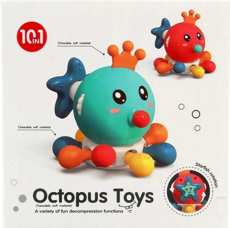 Interaktywna Kostka Sensoryczna Montessori Edukacyjna 8w1 Ośmiornica Gryzak