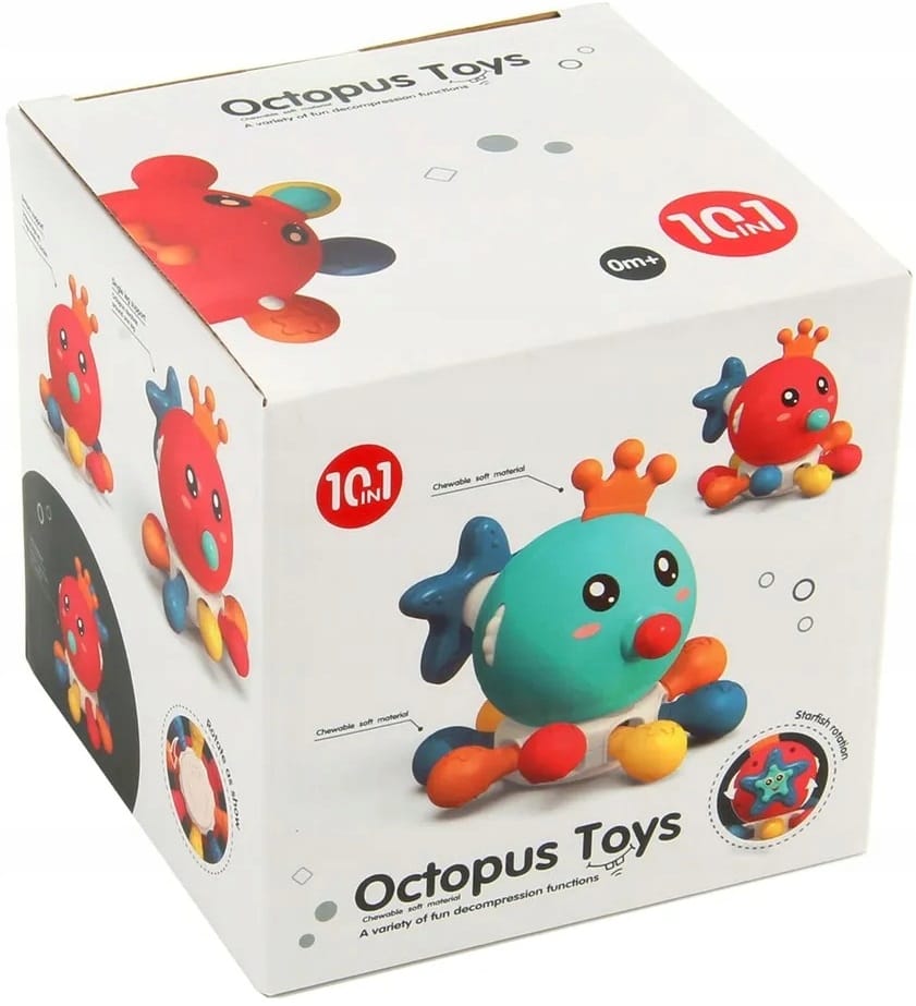 Interaktywna Kostka Sensoryczna Montessori Edukacyjna 8w1 Ośmiornica Gryzak