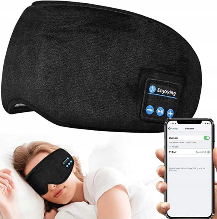 Opaska Na Oczy Do Spania Podróżna Maska Bluetooth Głośnik Relaksacyjna Usb