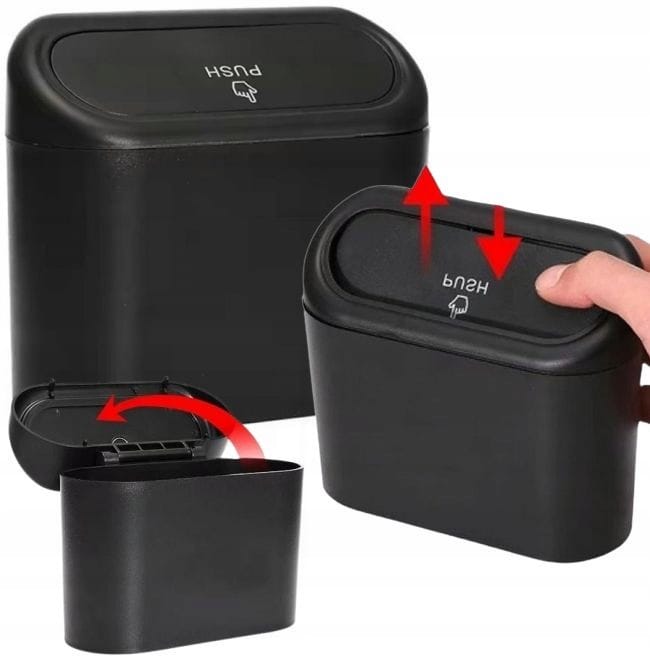 Kosz Na Śmieci Do Auta Mini Śmietnik Samochodowy Z Klapką Pojemnik Zaczep