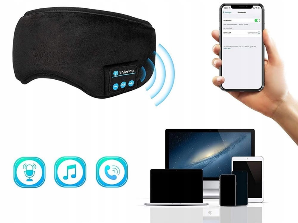 Opaska Na Oczy Do Spania Podróżna Maska Bluetooth Głośnik Relaksacyjna Usb