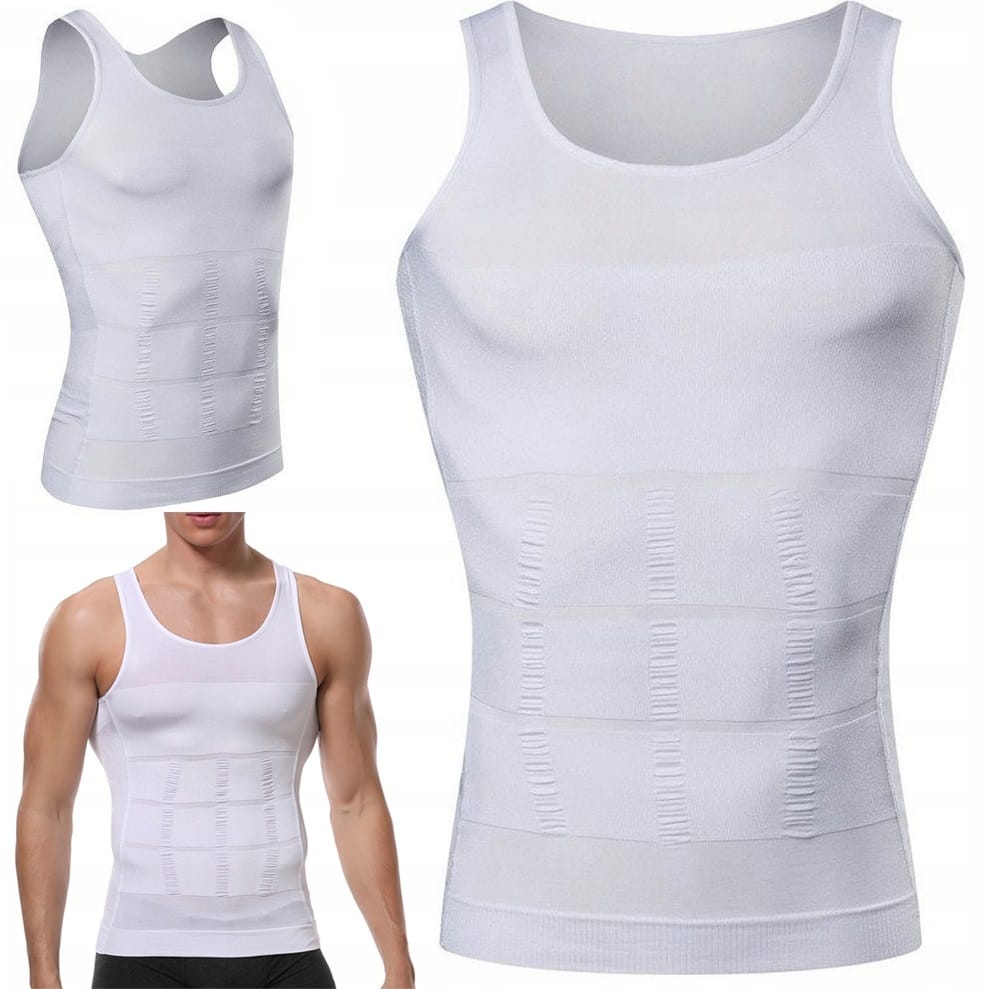 Koszulka Męska Wyszczuplająca Modelująca Podkoszulka Slim Bez Rękawów m