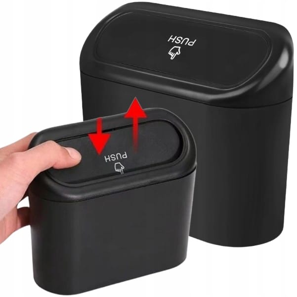 Kosz Na Śmieci Do Auta Mini Śmietnik Samochodowy Z Klapką Pojemnik Zaczep