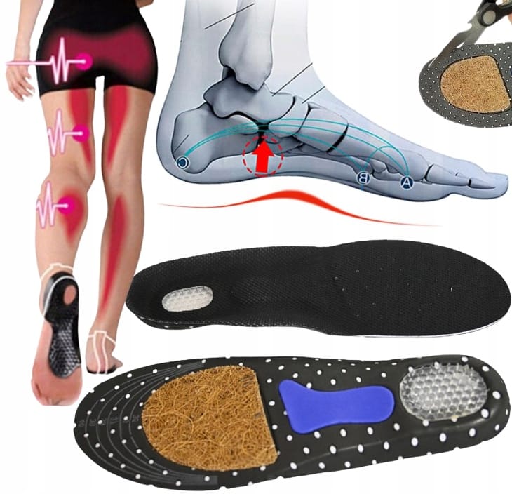 Wkładki Do Butów Z Żelową Podpiętką Przeciwpotne Pięta Z Żelem 35-40