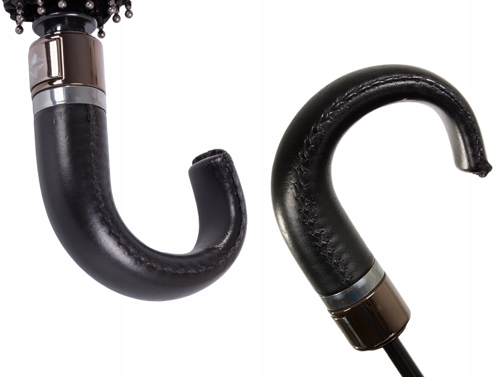 Elegancki Parasol Składany Automatyczny Skóra Uchwyt Czarny Parasolka