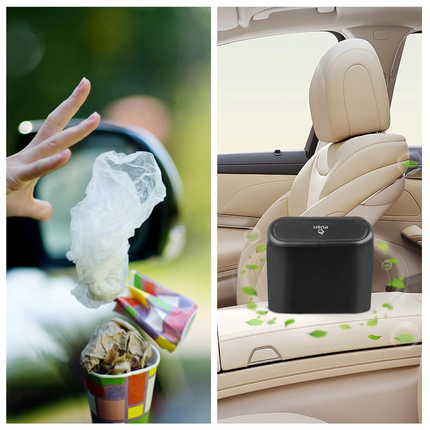 Kosz Na Śmieci Do Auta Mini Śmietnik Samochodowy Z Klapką Pojemnik Zaczep