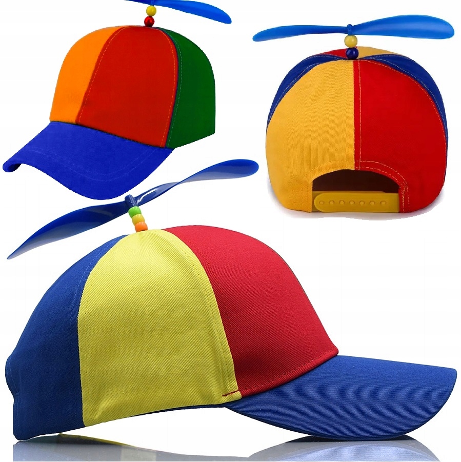 Czapka Ze Śmigłem Z Daszkiem Na Głowę Lato Przeciwsłoneczna Wiatrak Tęczowa