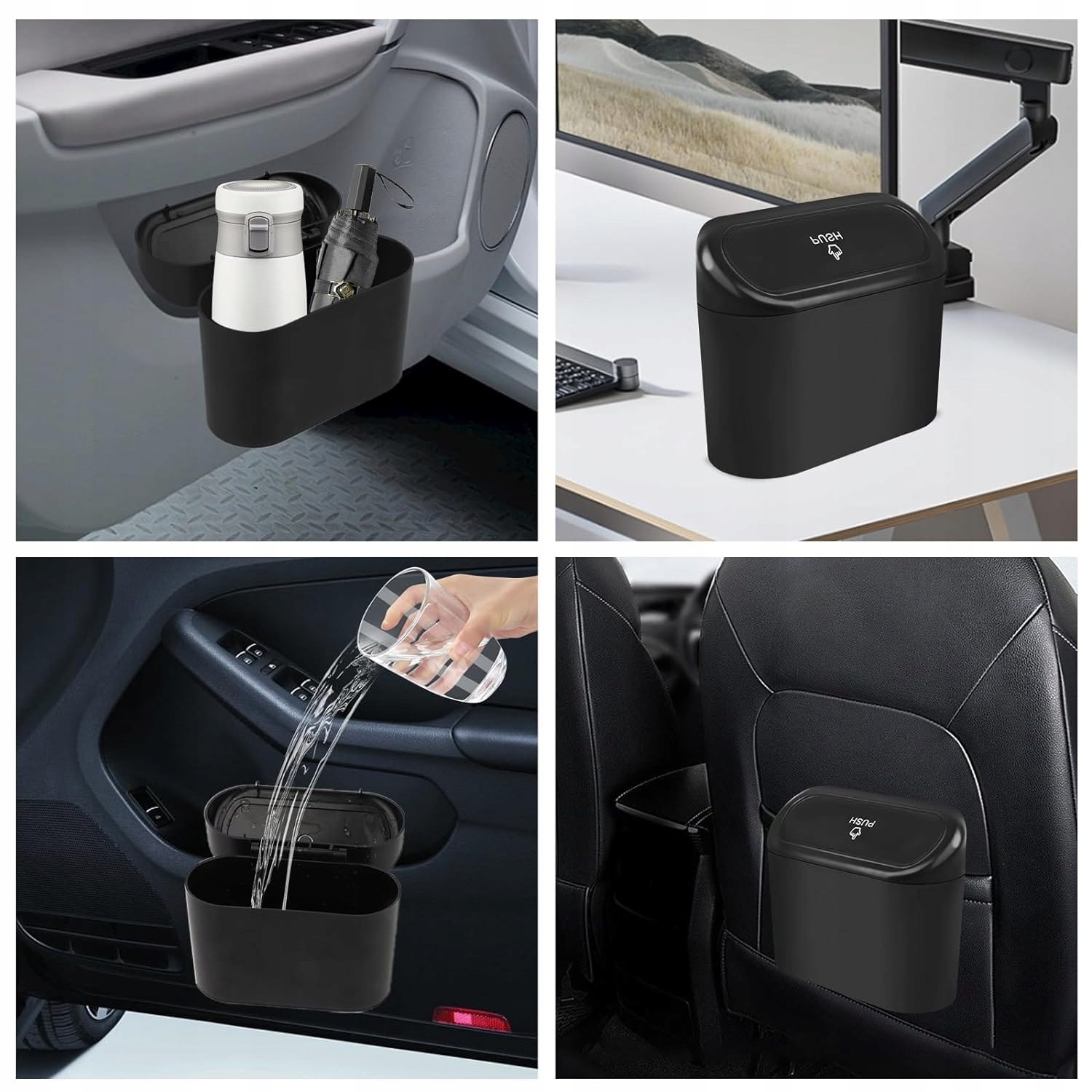 Kosz Na Śmieci Do Auta Mini Śmietnik Samochodowy Z Klapką Pojemnik Zaczep