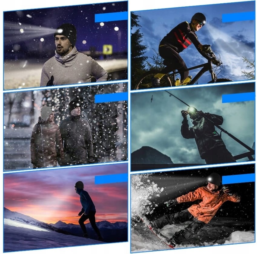 image-2857.jpeg Czapka Męska Zimowa Robocza Z Latarką Led Wywijana Uni Ciepła Sportowa Usb