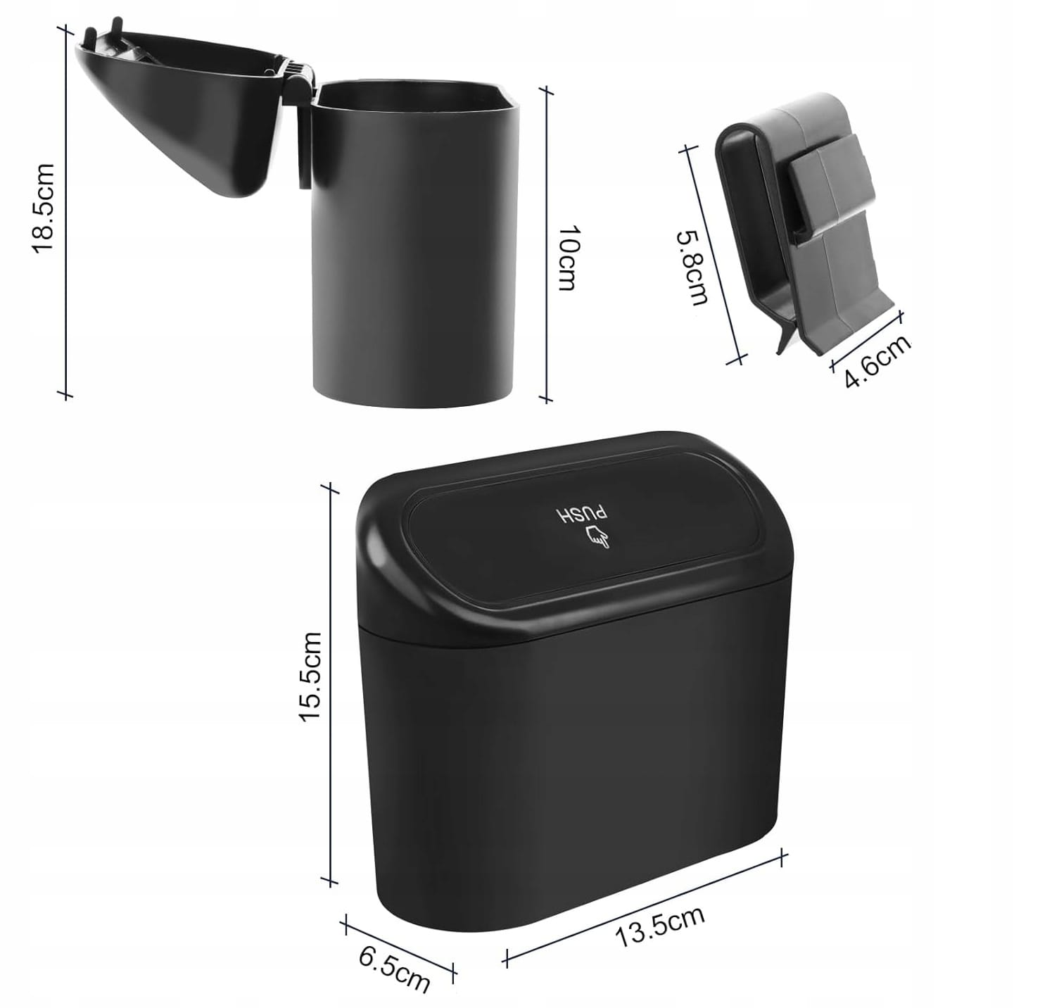 Kosz Na Śmieci Do Auta Mini Śmietnik Samochodowy Z Klapką Pojemnik Zaczep