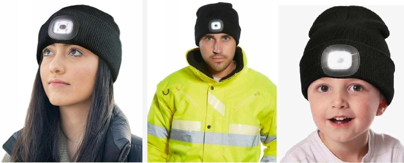 image-2860.jpeg Czapka Męska Zimowa Robocza Z Latarką Led Wywijana Uni Ciepła Sportowa Usb