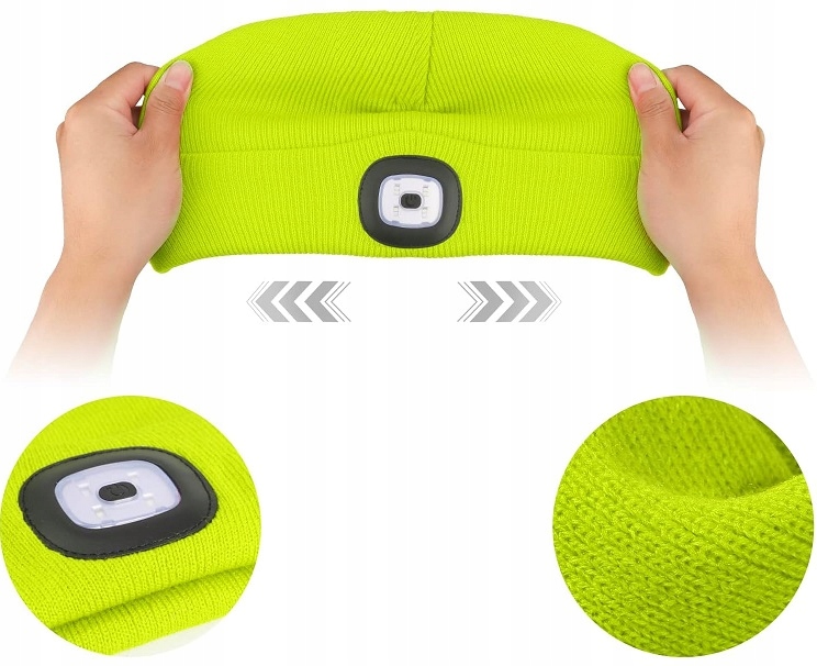 Czapka Męska Zimowa Robocza Z Latarką Led Wywijana Uni Ciepła Sportowa Usb